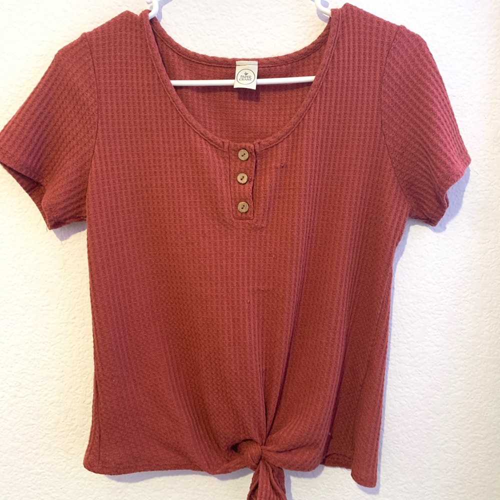 Waffle knit button top - Picture 3 of 4